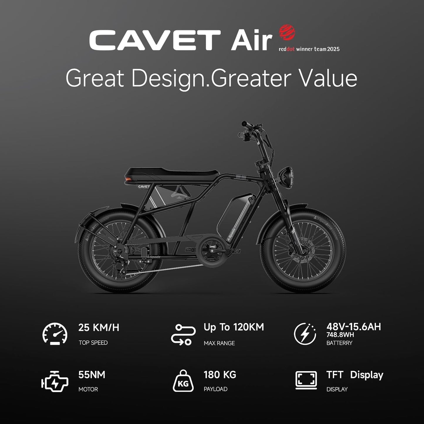 20" Fat Tire Electric Bike for Adults, 48V 15.6Ah Battery, 250W Motor, 7-Speed E-Bike with Dual Suspension