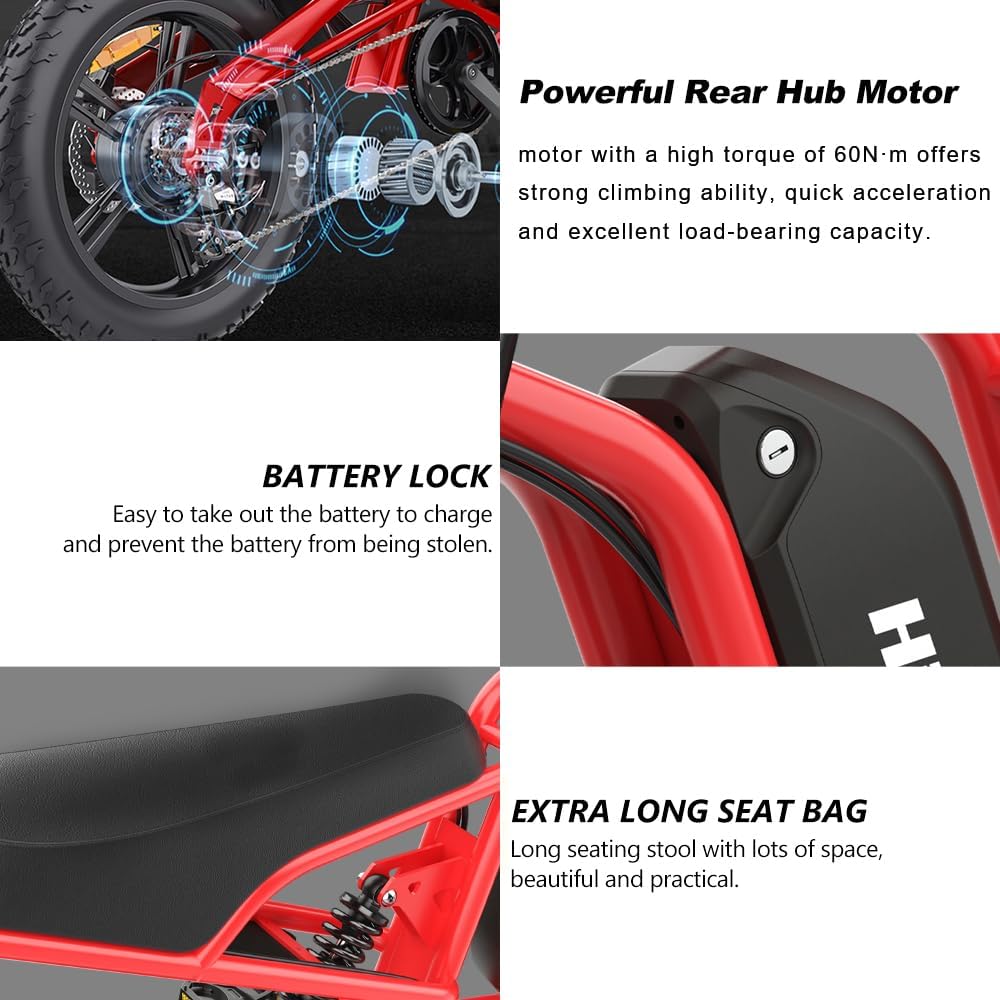 20" Fat Tire Electric Bike for Adults, 48V 15.6Ah Removable Battery, 7-Speed E-Bike with Dual Suspension & LCD Display