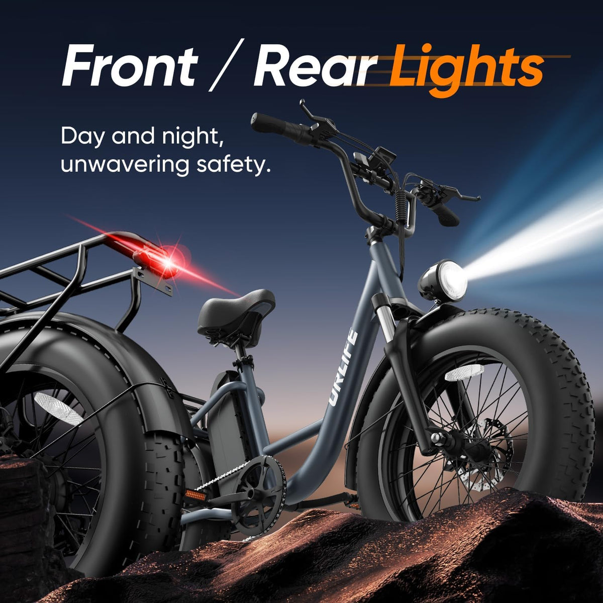 20" Fat Tire Electric Bike for Adults, Removable Battery, 7-Speed E-Bike with Color LCD Display, Mountain