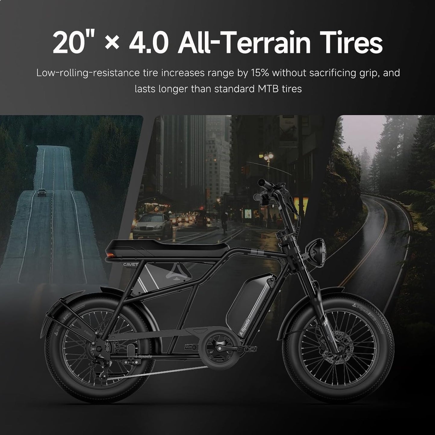 20" Fat Tire Electric Bike for Adults, 48V 15.6Ah Battery, 250W Motor, 7-Speed E-Bike with Dual Suspension