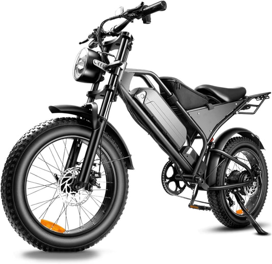 20" Fat Tire Electric Bike for Adults, 48V 18.2Ah Removable Battery, Dual Suspension E-Bike with 7-Speed & Disc Brakes