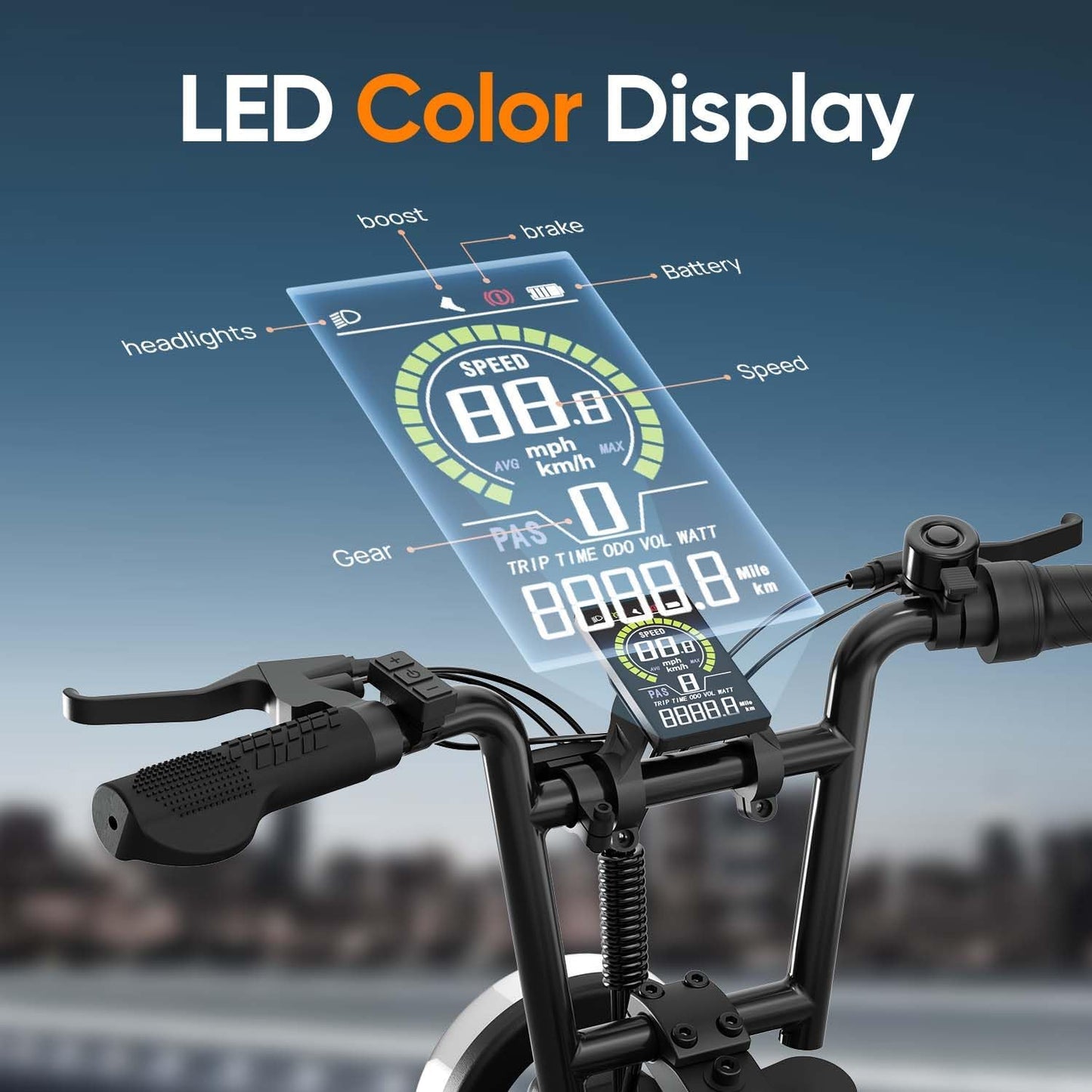 16" Fat Tire Electric Bike, 48V 13Ah Removable Battery, 250W Motor, Dual Suspension E-Bike with Storage Box & LCD Display