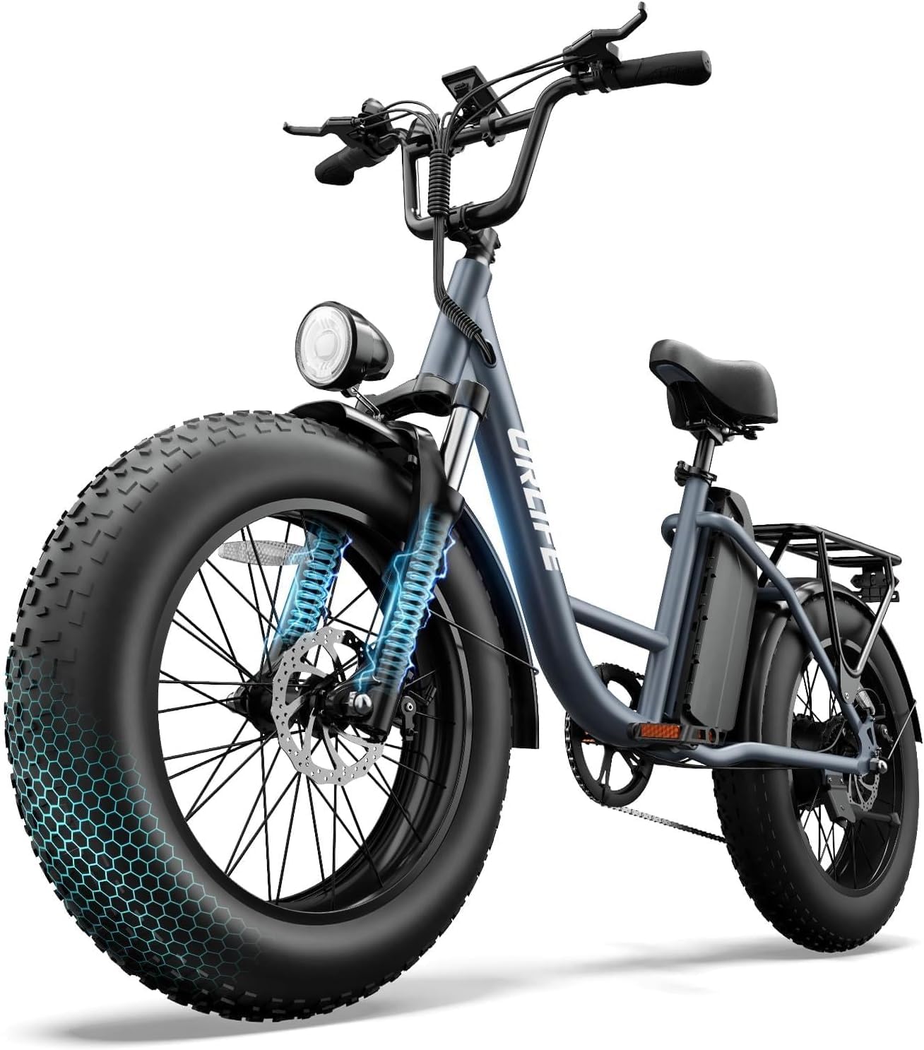 20" Fat Tire Electric Bike for Adults, Removable Battery, 7-Speed E-Bike with Color LCD Display, Mountain