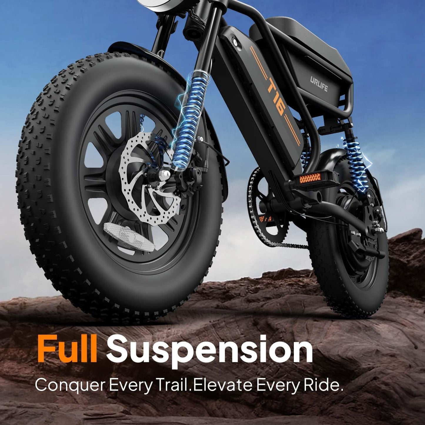 16" Fat Tire Electric Bike, 48V 13Ah Removable Battery, 250W Motor, Dual Suspension E-Bike with Storage Box & LCD Display
