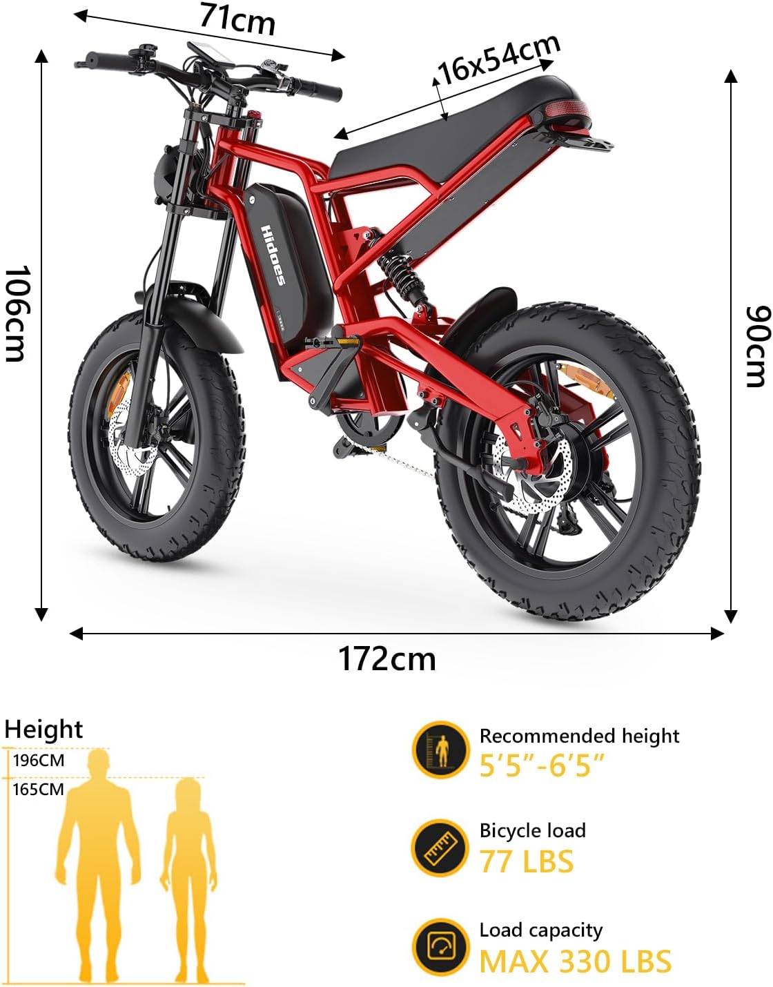 20" Fat Tire Electric Bike for Adults, 48V 15.6Ah Removable Battery, 7-Speed E-Bike with Dual Suspension & LCD Display