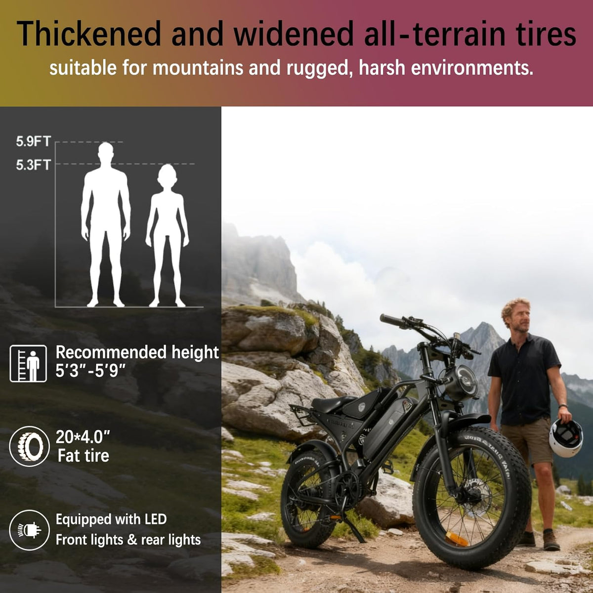 20" Fat Tire Electric Bike for Adults, 48V 18.2Ah Removable Battery, Dual Suspension E-Bike with 7-Speed & Disc Brakes