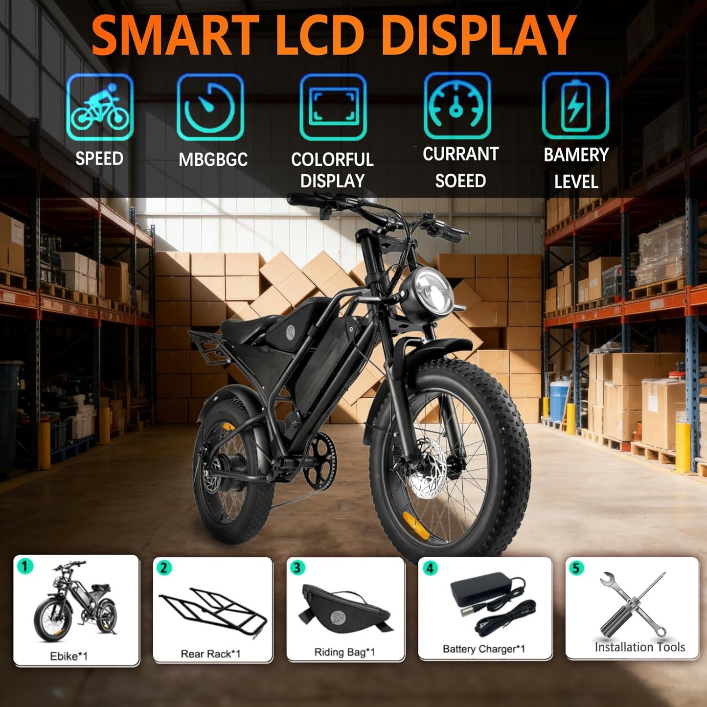 20" Fat Tire Electric Bike for Adults, 48V 18.2Ah Removable Battery, Dual Suspension E-Bike with 7-Speed & Disc Brakes