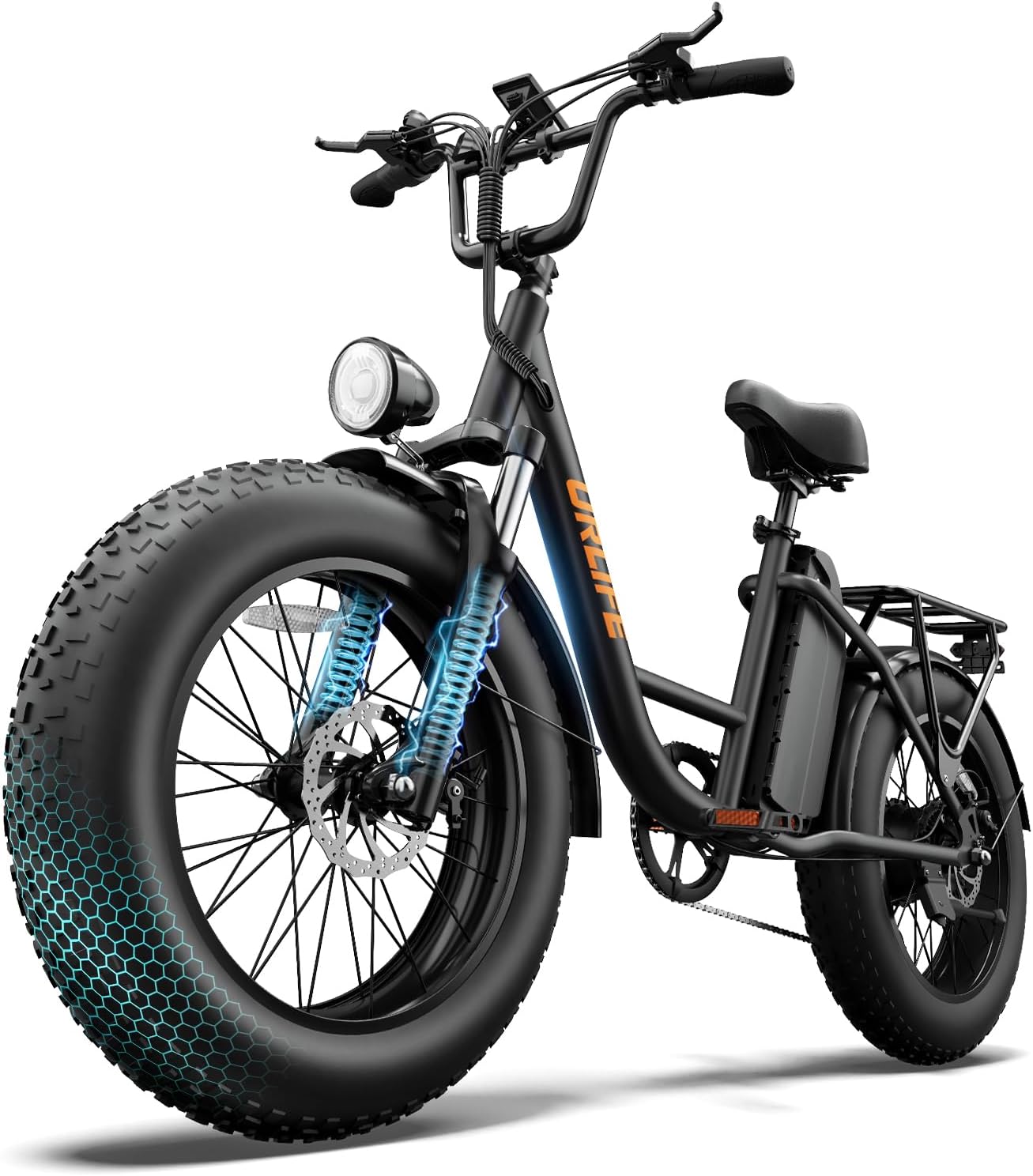 20" Fat Tire Electric Bike for Adults, Removable Battery, 7-Speed E-Bike with Color LCD Display, Mountain