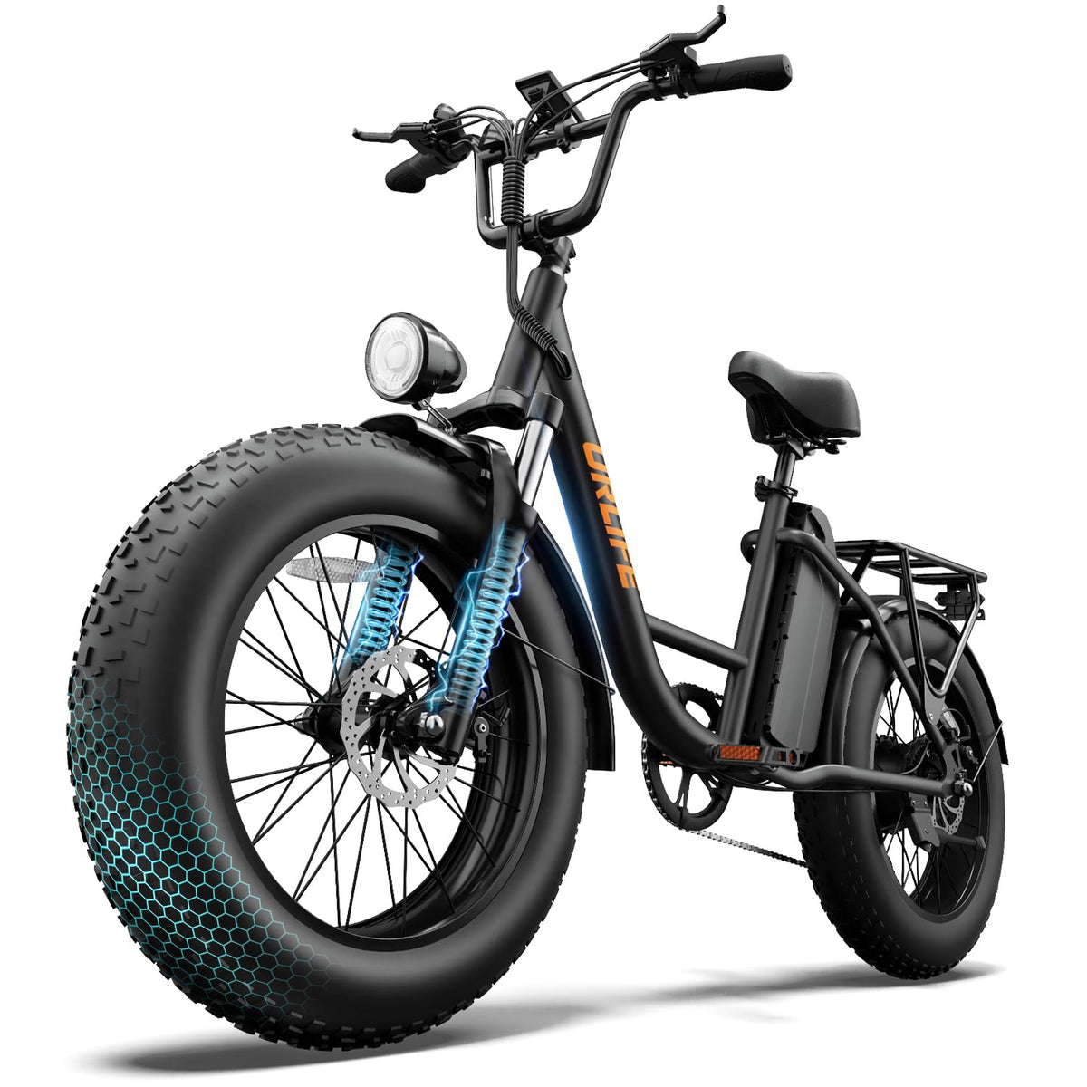 20" Fat Tire Electric Bike for Adults, Removable Battery, 7-Speed E-Bike with Color LCD Display, Mountain