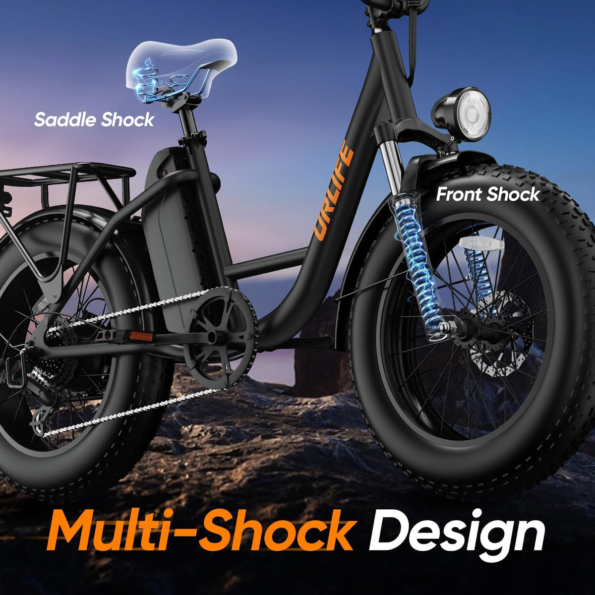 20" Fat Tire Electric Bike for Adults, Removable Battery, 7-Speed E-Bike with Color LCD Display, Mountain