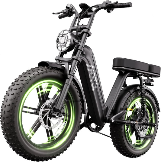 20" Fat Tire Electric Bike for Adults, 1500W Peak Motor, 48V 15Ah Battery, 7-Speed E-Bike with Full Suspension
