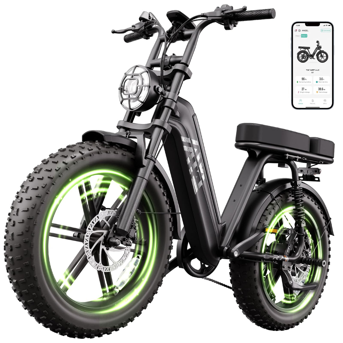 20" Fat Tire Electric Bike for Adults, 1500W Peak Motor, 48V 15Ah Battery, 7-Speed E-Bike with Full Suspension