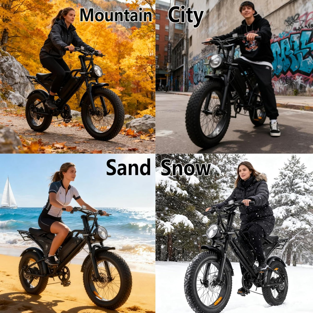 20" Fat Tire Electric Bike for Adults, 48V 18.2Ah Removable Battery, Dual Suspension E-Bike with 7-Speed & Disc Brakes