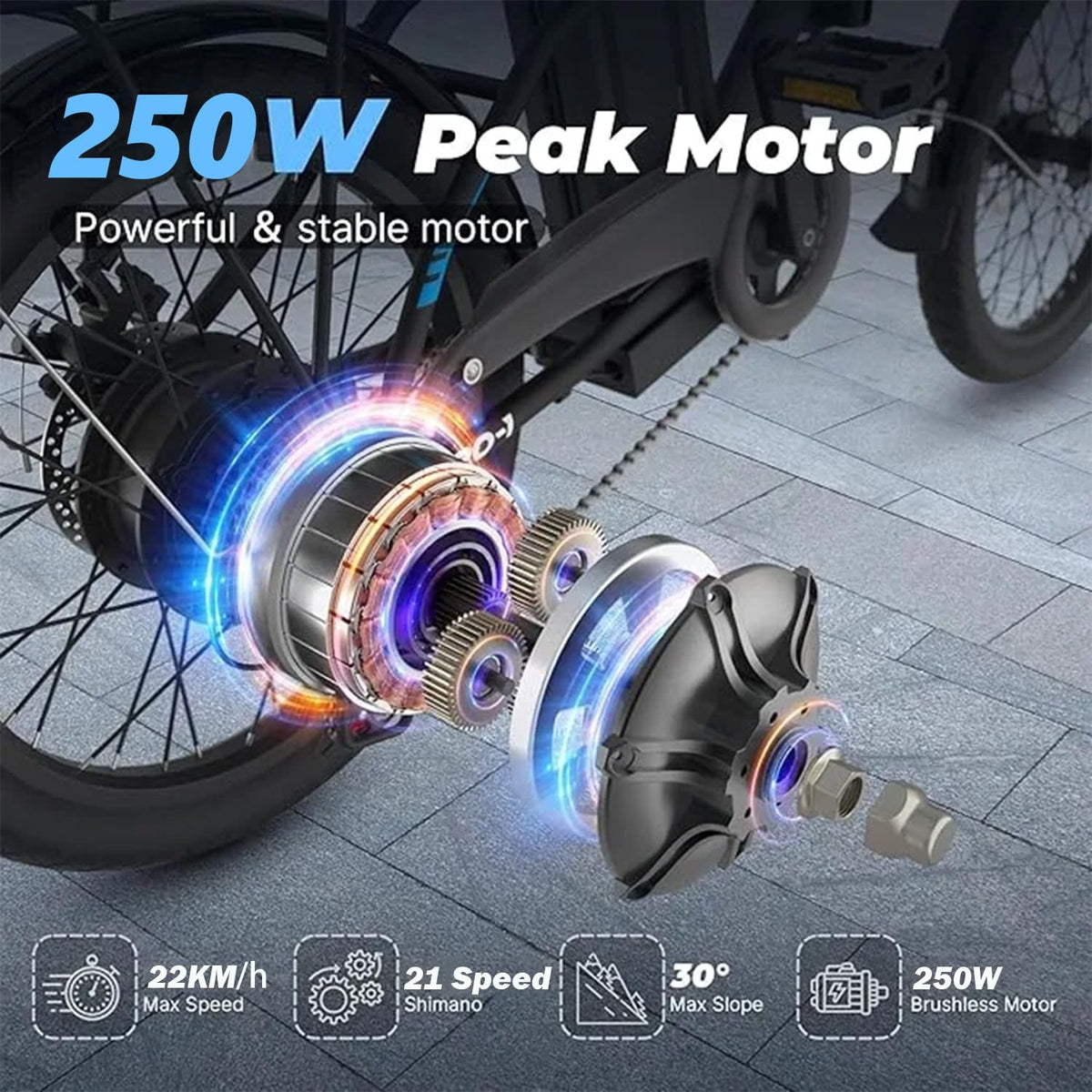 26" Fat Tire Electric Bike for Adults, 36V 10.4Ah Battery, 250W Motor, 21-Speed E-Bike with LCD Display & Dual Disc Brakes